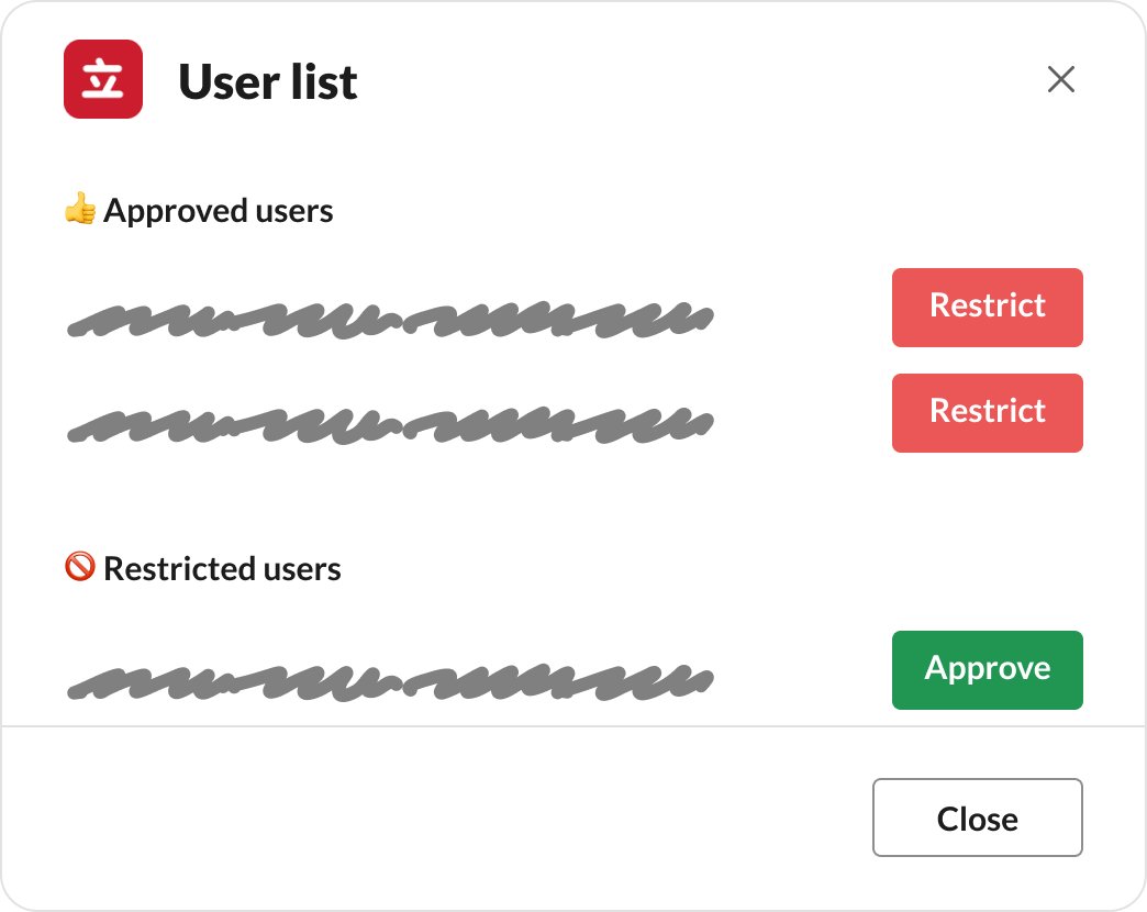 Team management modal