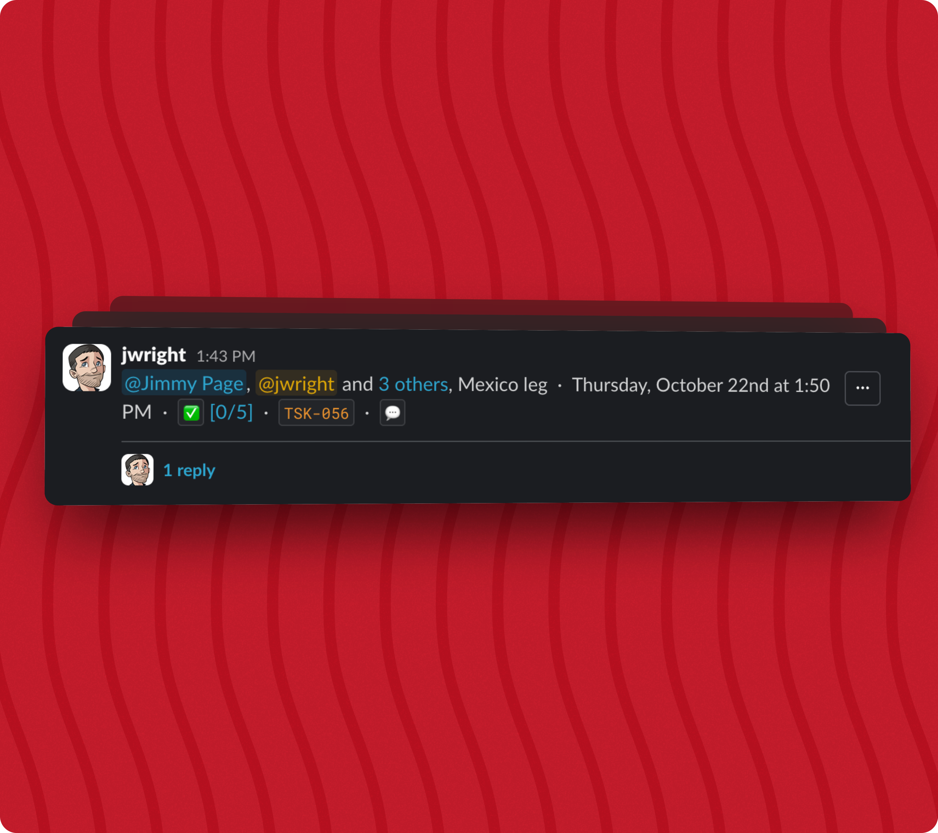 Task message surface with identifier