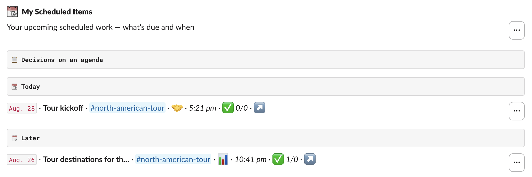 My Scheduled Items view